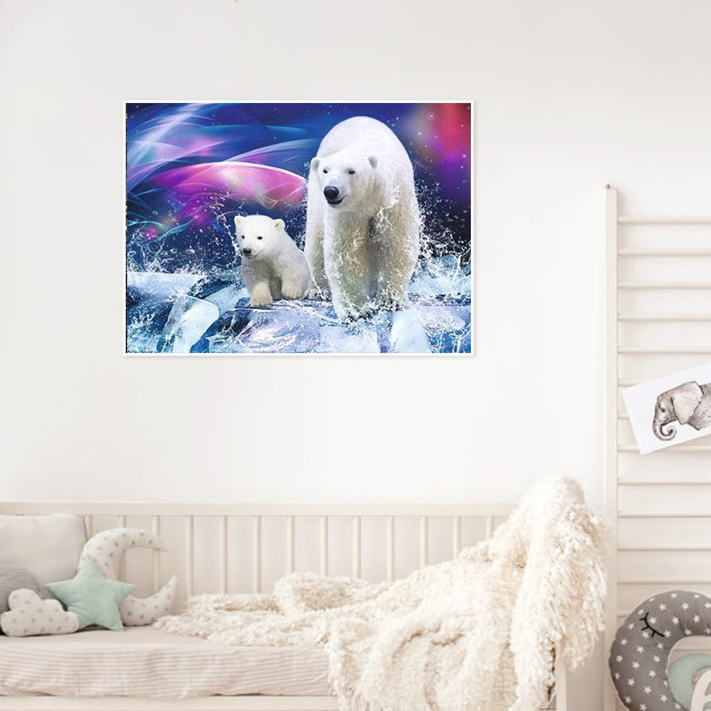 Polar White Bear 40*30CM(Canvas) Full Round Drill Diamond Painting