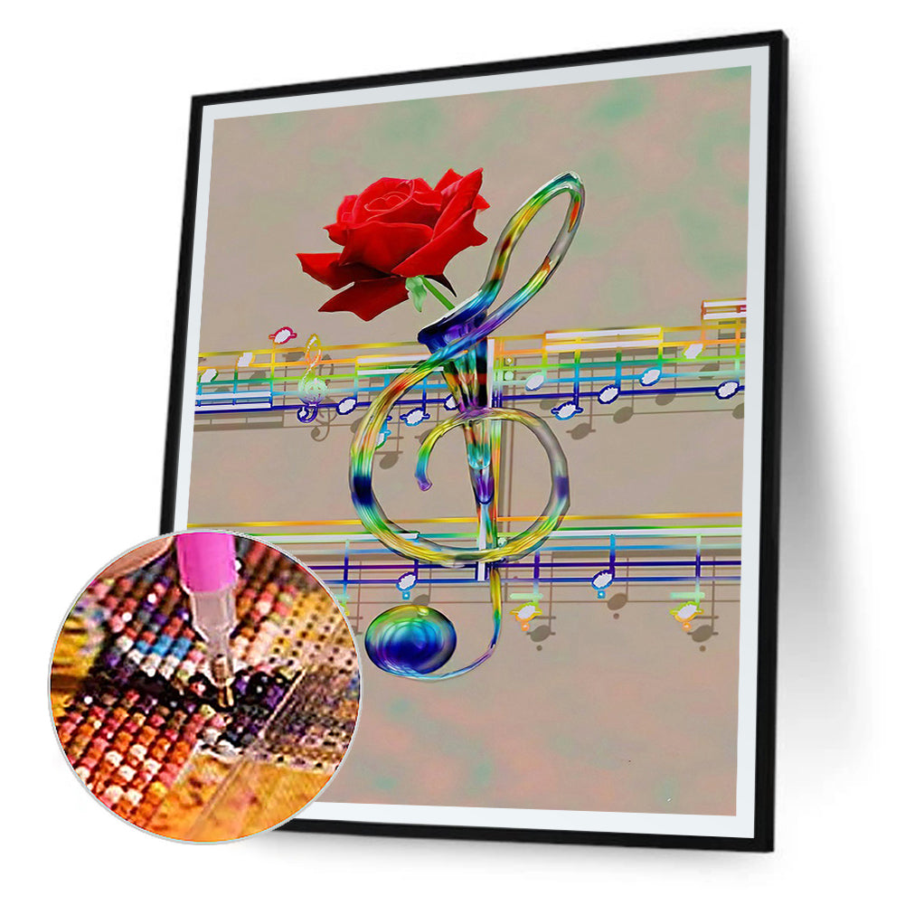 Music Rose - Full Round Drill Diamond Painting 40*50CM