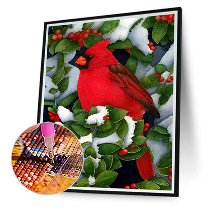 Festive Red Bird - Full Square Drill Diamond Painting 40*50CM