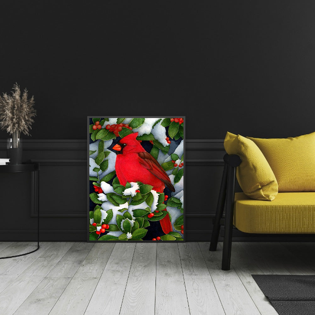 Festive Red Bird - Full Square Drill Diamond Painting 40*50CM