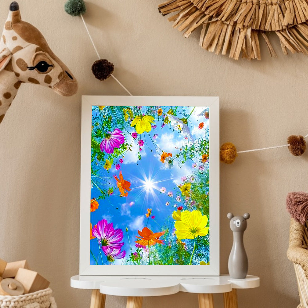 Flowers Blue Sky 30*40CM(Canvas) Full Round Drill Diamond Painting