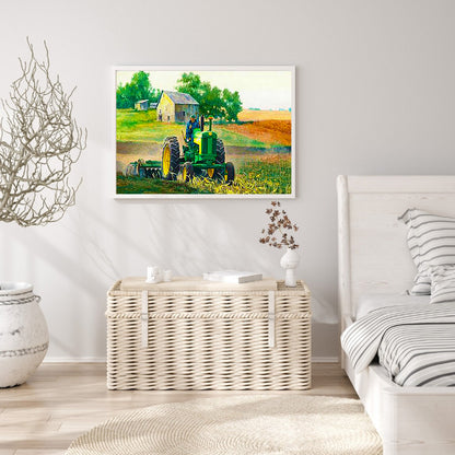 Green Tractor - Full Round Drill Diamond Painting 30*40CM