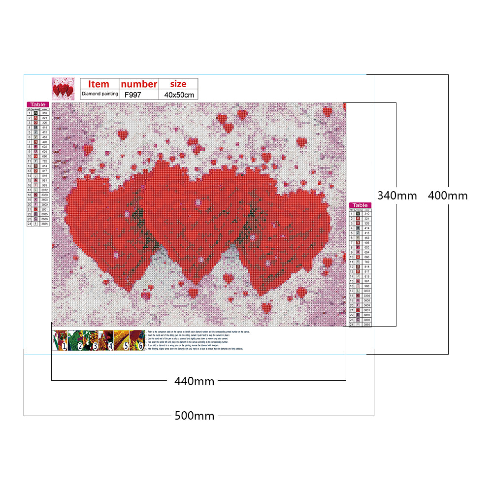 Red Heart Bouquet 50*40CM(Canvas) Full Square Drill Diamond Painting