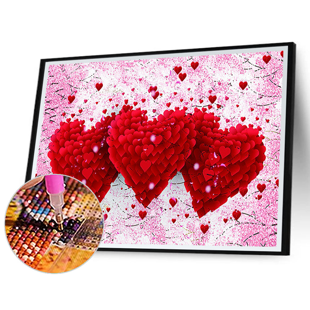 Red Heart Bouquet 50*40CM(Canvas) Full Square Drill Diamond Painting