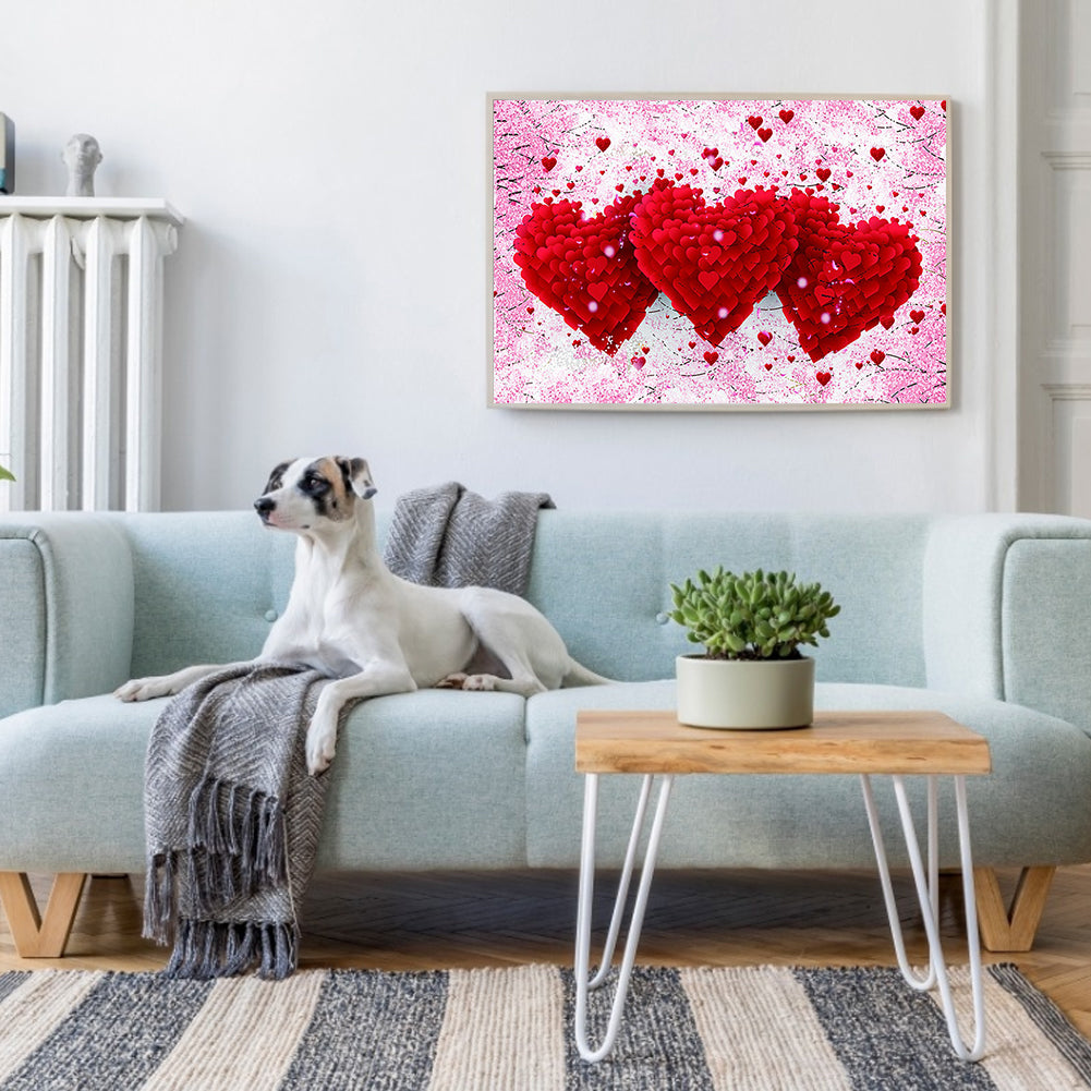 Red Heart Bouquet 50*40CM(Canvas) Full Square Drill Diamond Painting