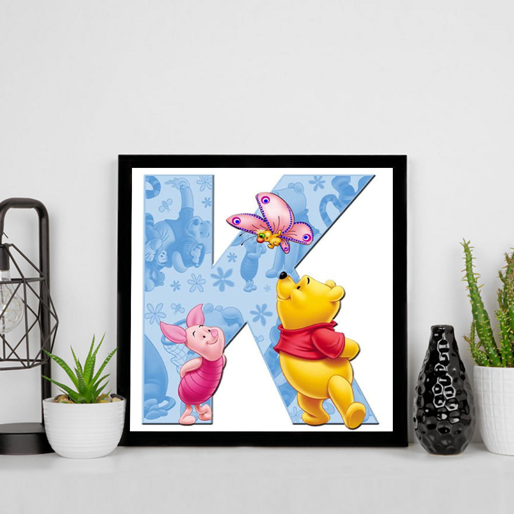 Winnie The Pooh Letter K - Full Square Drill Diamond Painting 30*30CM