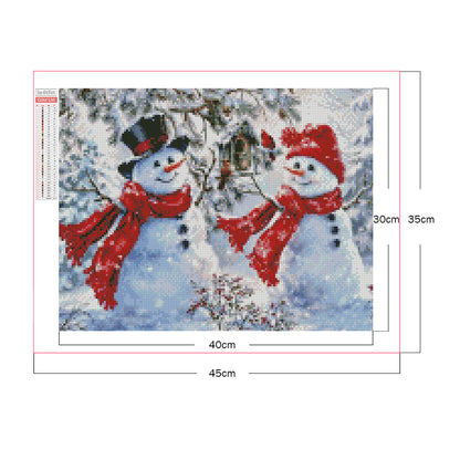Two Snowmen In The Snow - Full Square Drill Diamond Painting 40*30CM