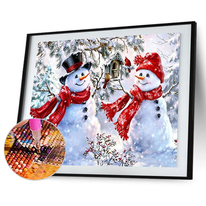 Two Snowmen In The Snow - Full Square Drill Diamond Painting 40*30CM