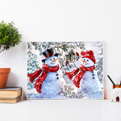 Two Snowmen In The Snow - Full Square Drill Diamond Painting 40*30CM