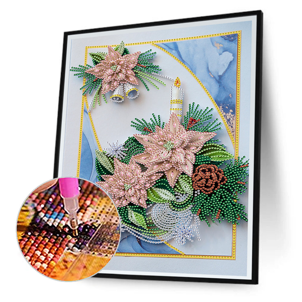 Paper Painting Of Flowers And Candles - Special Shaped Drill Diamond Painting 30*40CM