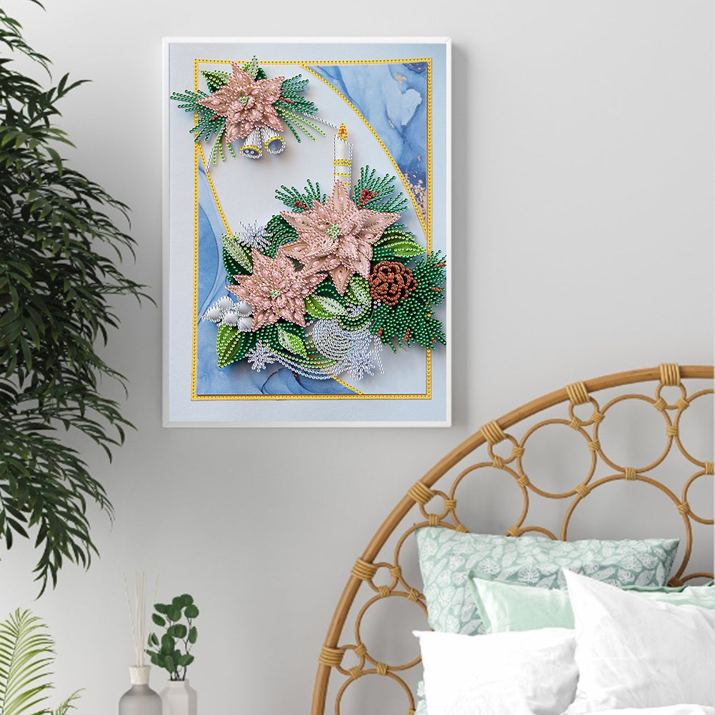 Paper Painting Of Flowers And Candles - Special Shaped Drill Diamond Painting 30*40CM