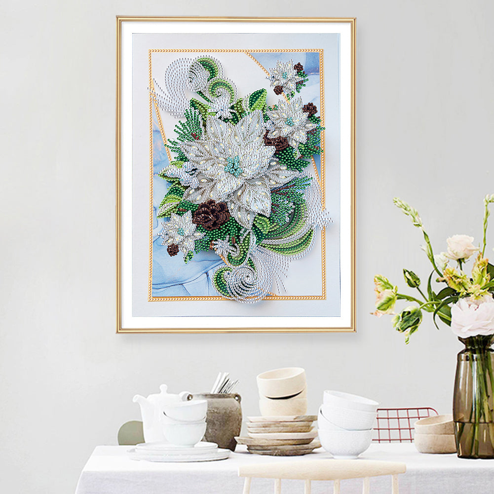 Paper Painting Of Flowers And Candles 30*40CM(Canvas) Special Shaped Drill Diamond Painting