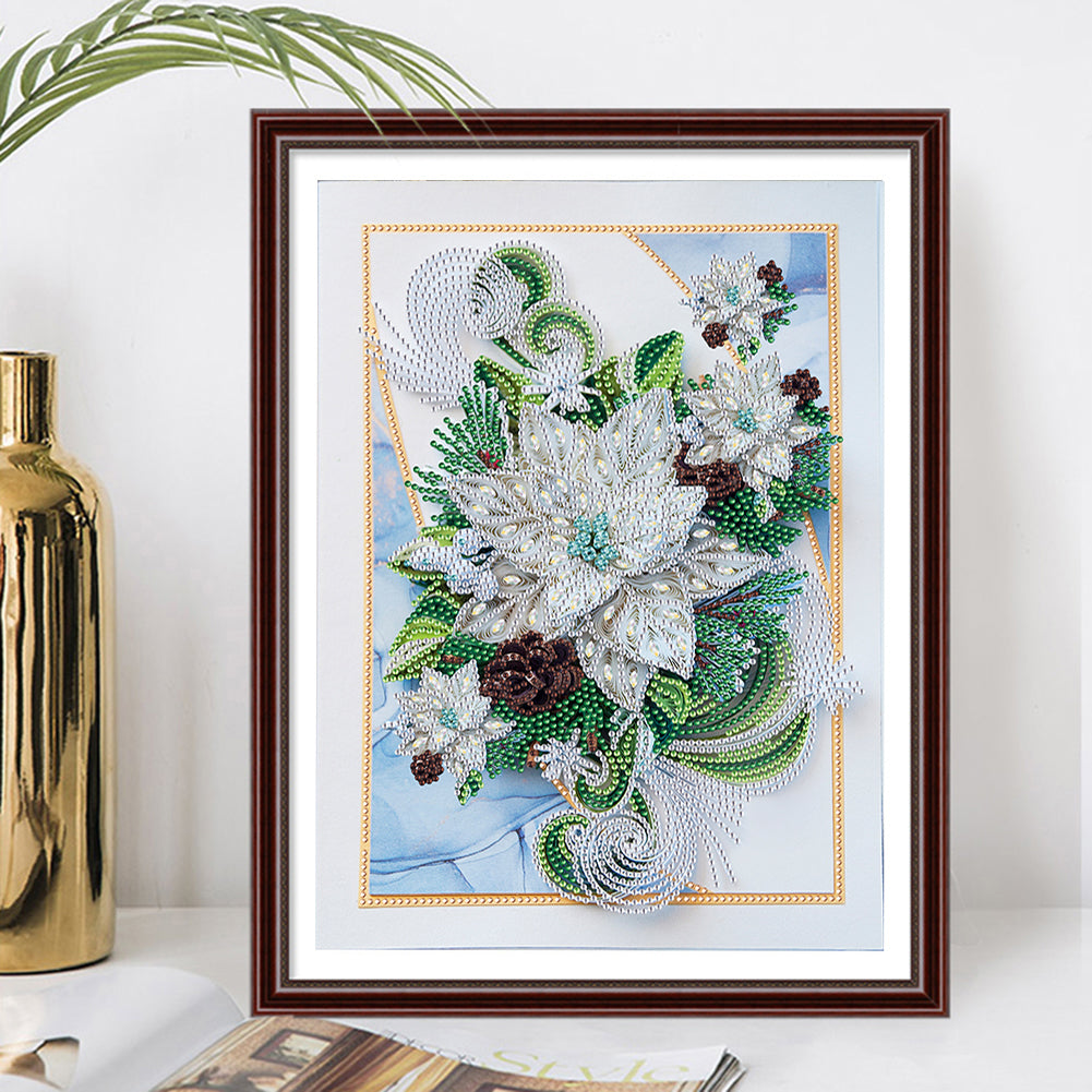 Paper Painting Of Flowers And Candles 30*40CM(Canvas) Special Shaped Drill Diamond Painting