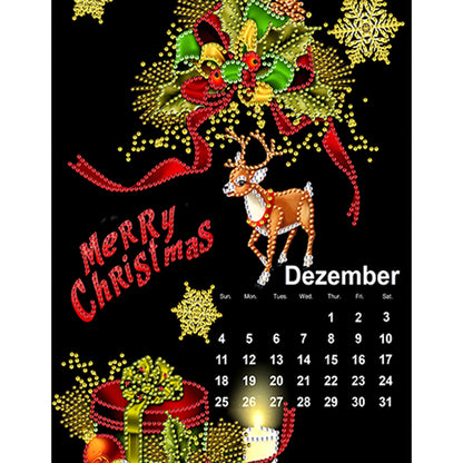 Christmas December Calendar 30*40CM(Canvas) Special Shaped Drill Diamond Painting