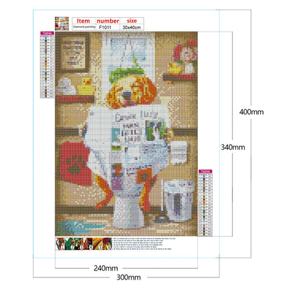 Golden Retriever Sitting On Toilet - Full Square Drill Diamond Painting 30*40CM