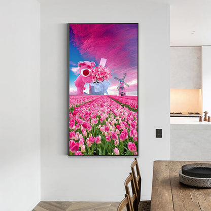 Pink Tulips 40*70CM(Canvas) Full Round Drill Diamond Painting