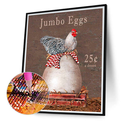 Farm Fresh Chicken - Full Round Drill Diamond Painting 30*40CM