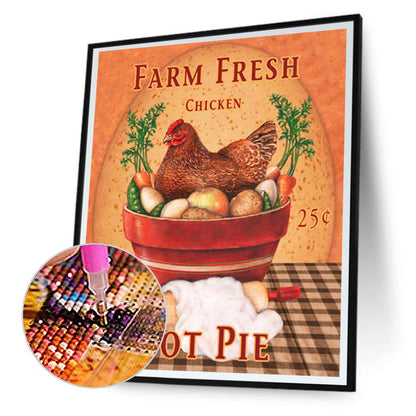 Farm Fresh Chicken 30*40CM(Canvas) Full Round Drill Diamond Painting