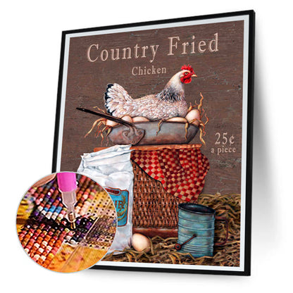 Farm Fresh Chicken - Full Round Drill Diamond Painting 30*40CM