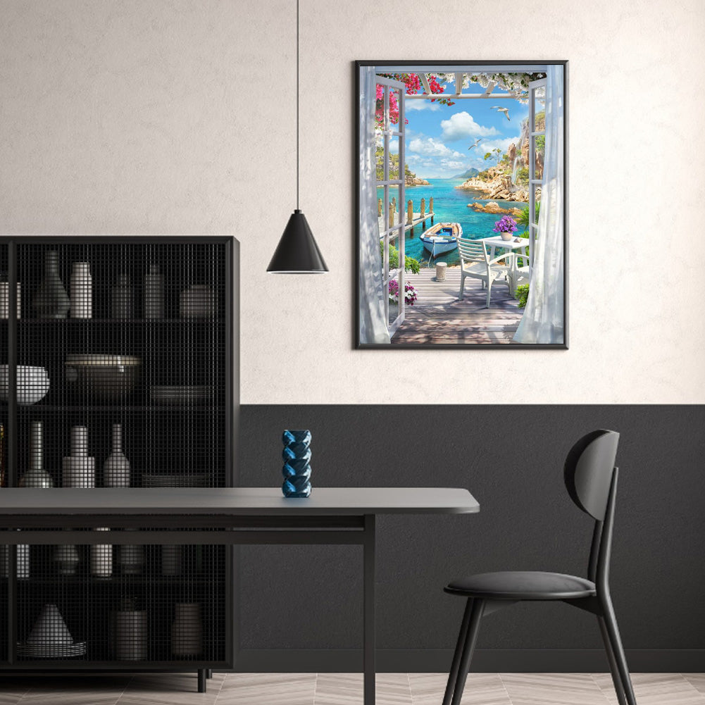 Sunshine Beach Outside The Window - Full Round Drill Diamond Painting 40*50CM