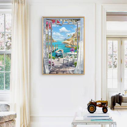Sunshine Beach Outside The Window - Full Round Drill Diamond Painting 40*50CM