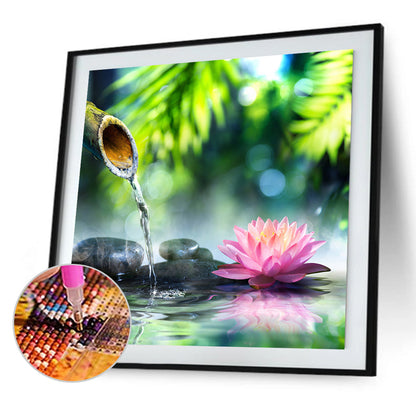 Lotus Flowing Water - Full Square Drill Diamond Painting 30*30CM