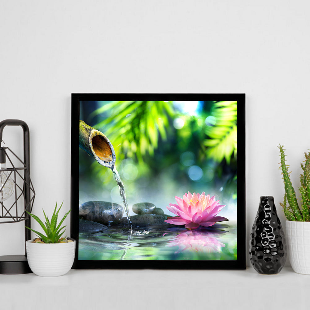 Lotus Flowing Water - Full Square Drill Diamond Painting 30*30CM