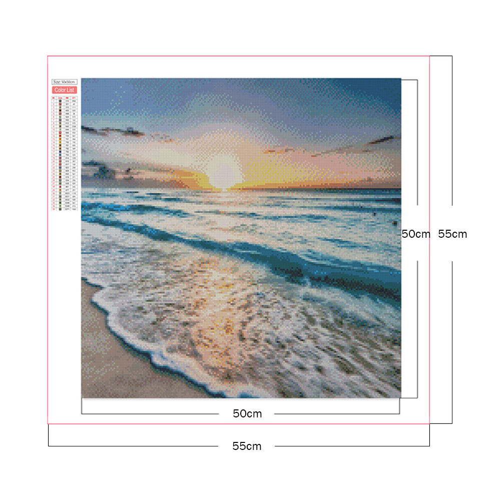 Beach Sunrise - Full Square Drill Diamond Painting 50*50CM