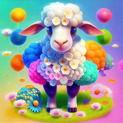 Rainbow Lamb - Full Round Drill Diamond Painting 40*40CM