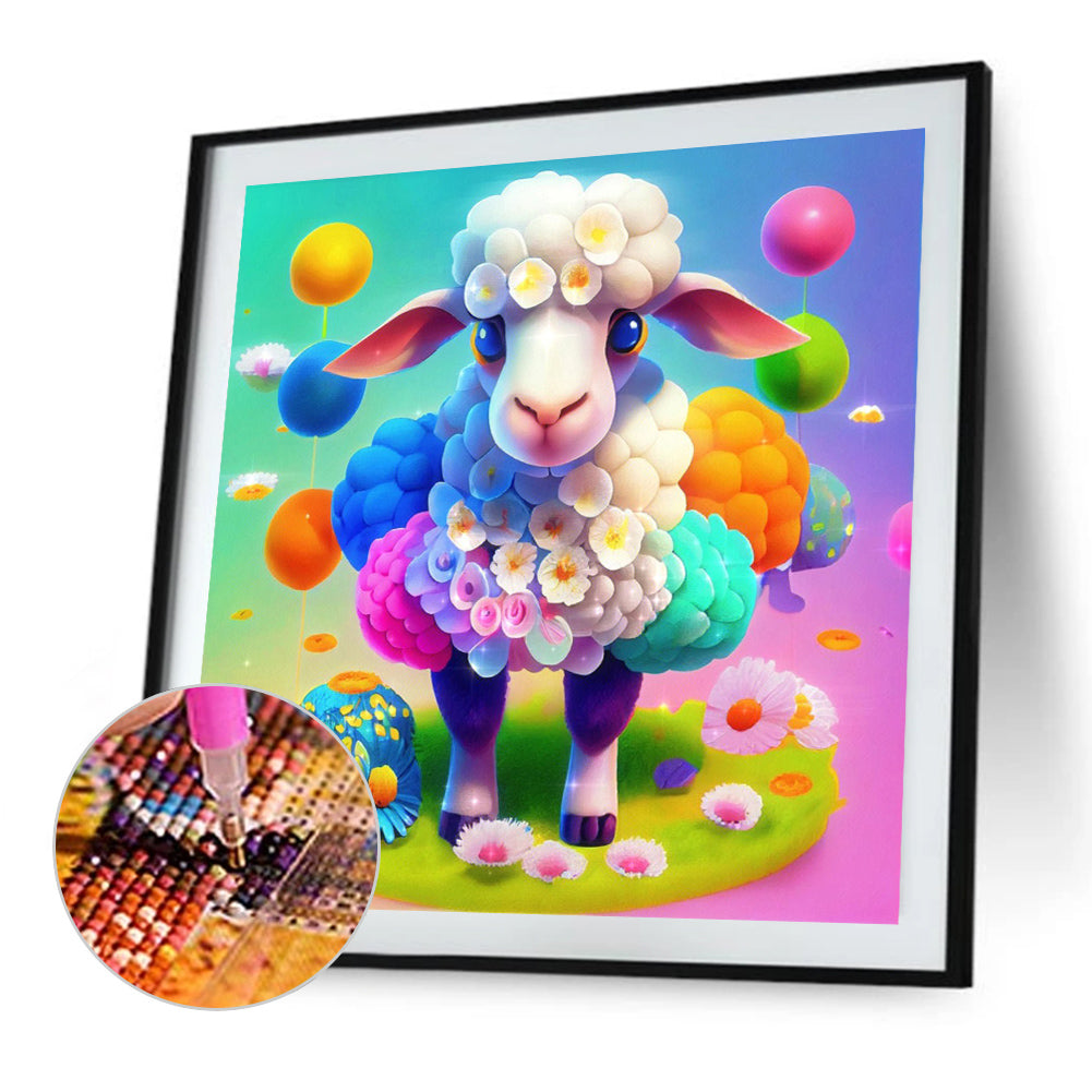 Rainbow Lamb - Full Round Drill Diamond Painting 40*40CM