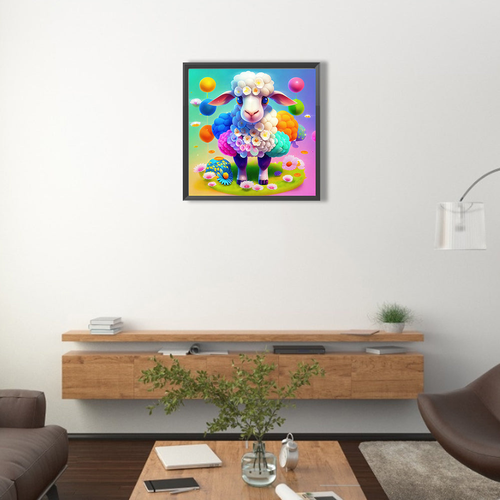 Rainbow Lamb - Full Round Drill Diamond Painting 40*40CM