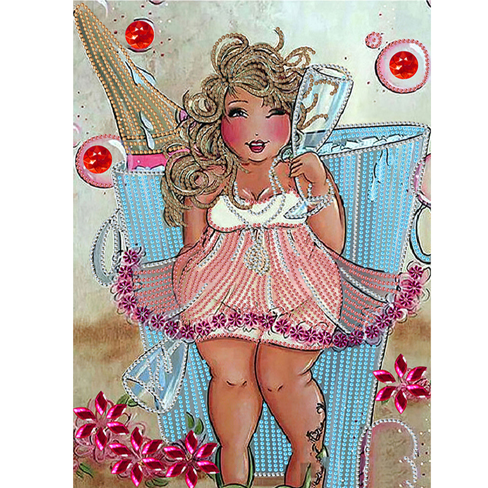 Beautiful Fat Woman 30*40CM(Canvas) Special Shaped Drill Diamond Painting