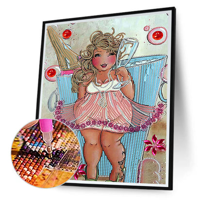 Beautiful Fat Woman 30*40CM(Canvas) Special Shaped Drill Diamond Painting