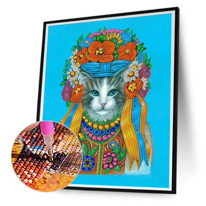 Elegant And Luxurious Cat - Special Shaped Drill Diamond Painting 30*40CM