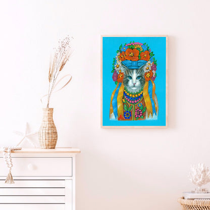 Elegant And Luxurious Cat 30*40CM(Canvas) Special Shaped Drill Diamond Painting