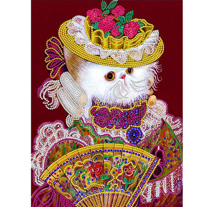 Elegant And Luxurious Cat 30*40CM(Canvas) Special Shaped Drill Diamond Painting