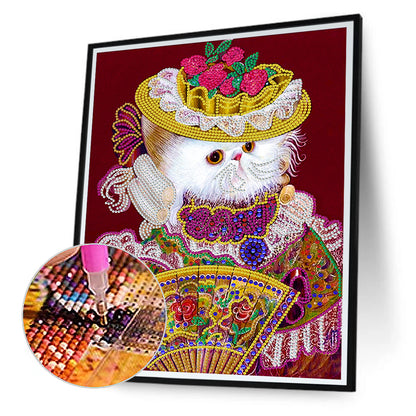 Elegant And Luxurious Cat 30*40CM(Canvas) Special Shaped Drill Diamond Painting