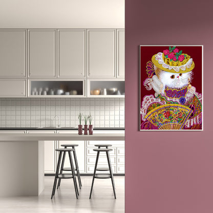 Elegant And Luxurious Cat 30*40CM(Canvas) Special Shaped Drill Diamond Painting