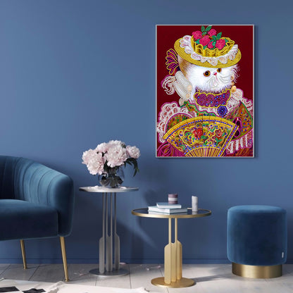 Elegant And Luxurious Cat 30*40CM(Canvas) Special Shaped Drill Diamond Painting