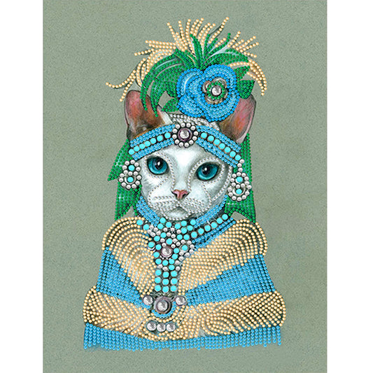 Elegant And Luxurious Cat 30*40CM(Canvas) Special Shaped Drill Diamond Painting