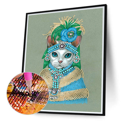 Elegant And Luxurious Cat 30*40CM(Canvas) Special Shaped Drill Diamond Painting