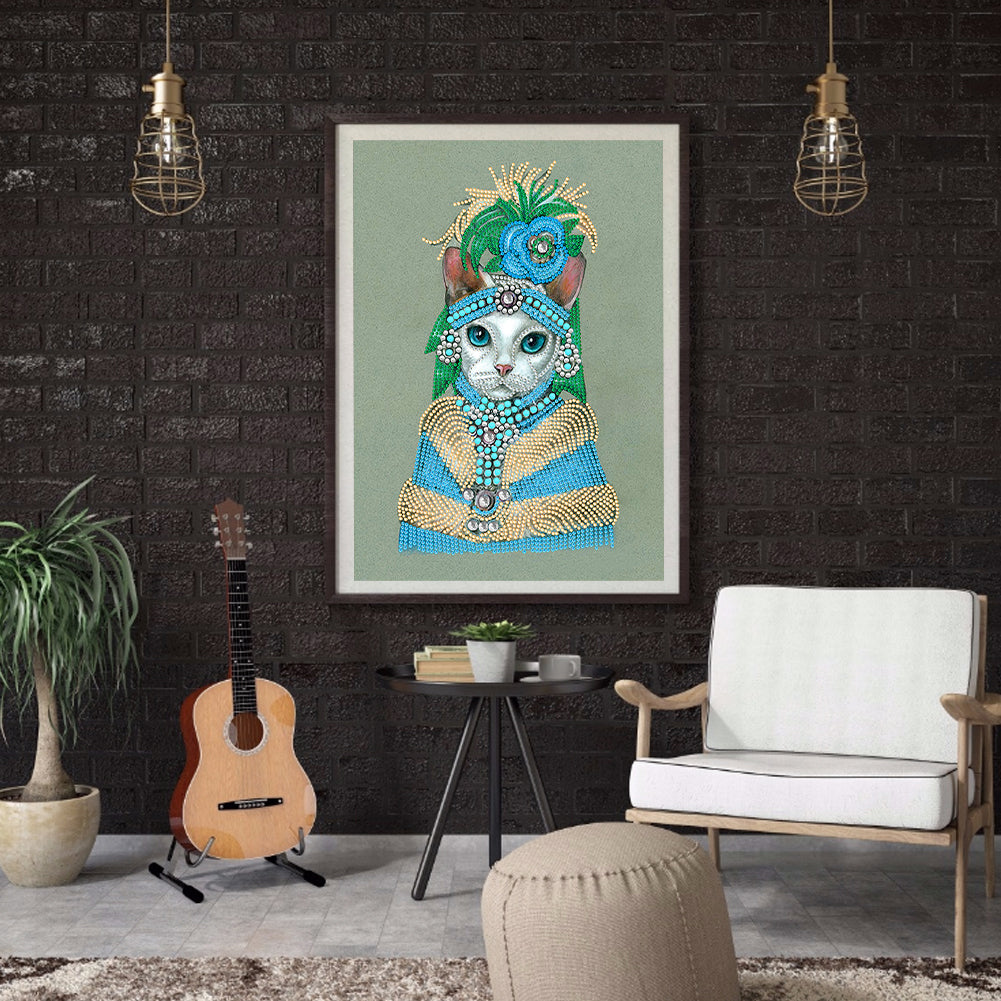 Elegant And Luxurious Cat - Special Shaped Drill Diamond Painting 30*40CM