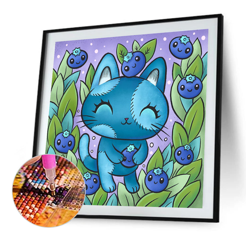 Blue Kitten - Full Round Drill Diamond Painting 40*40CM