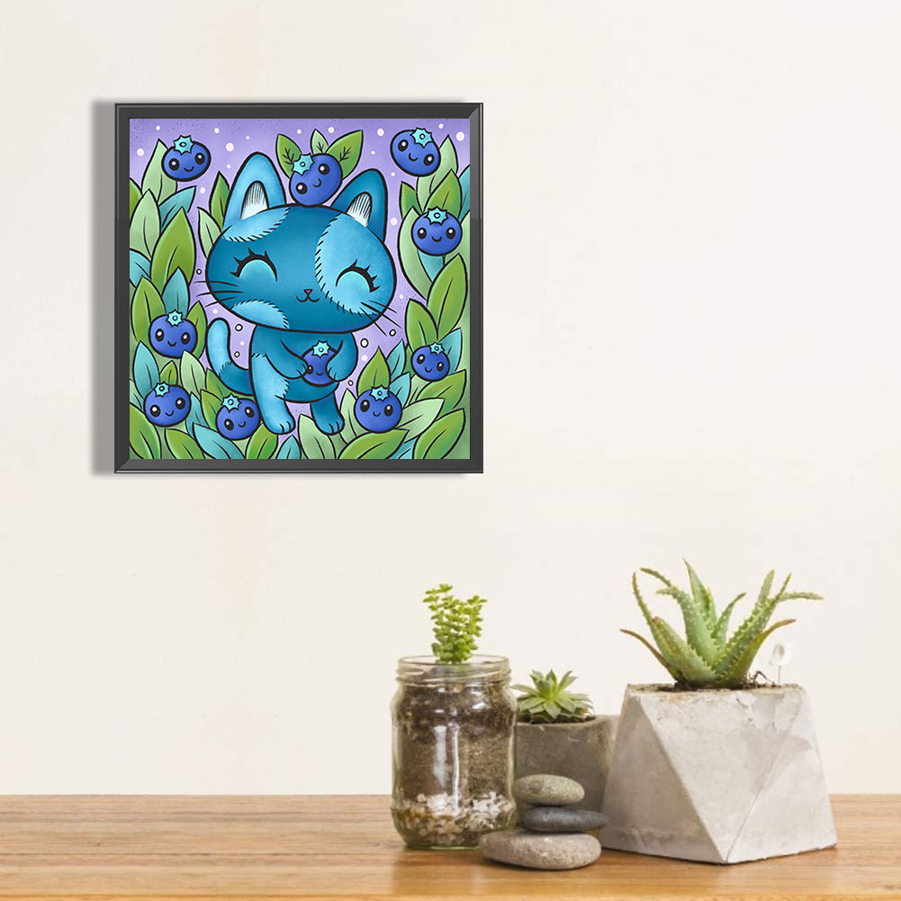 Blue Kitten 40*40CM(Canvas) Full Round Drill Diamond Painting