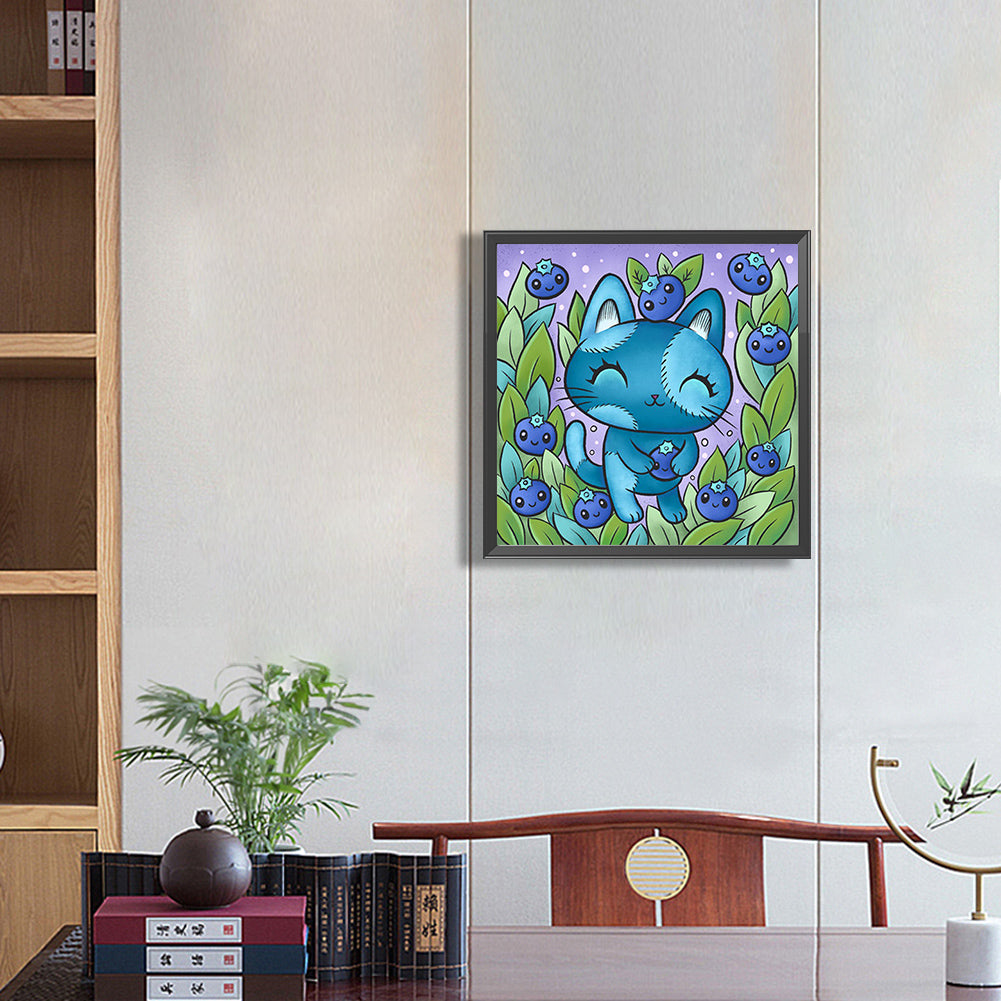 Blue Kitten 40*40CM(Canvas) Full Round Drill Diamond Painting