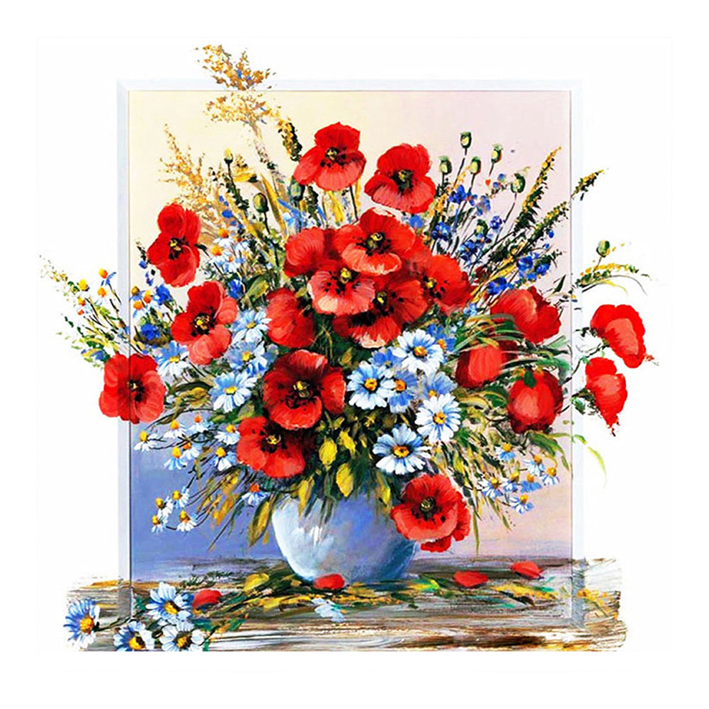 Poppy Vase - Full Round Drill Diamond Painting 40*40CM