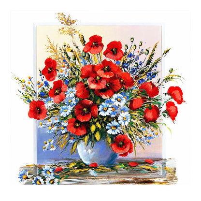 Poppy Vase - Full Round Drill Diamond Painting 40*40CM