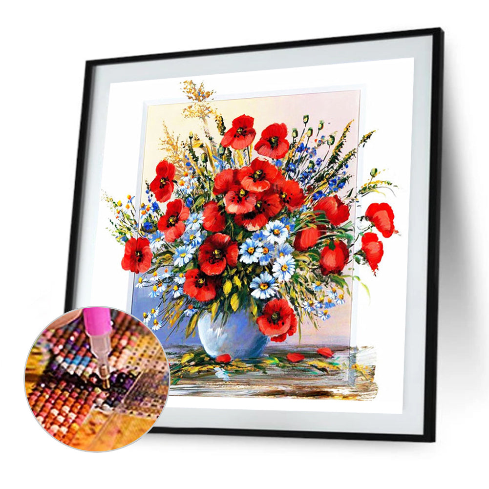 Poppy Vase - Full Round Drill Diamond Painting 40*40CM