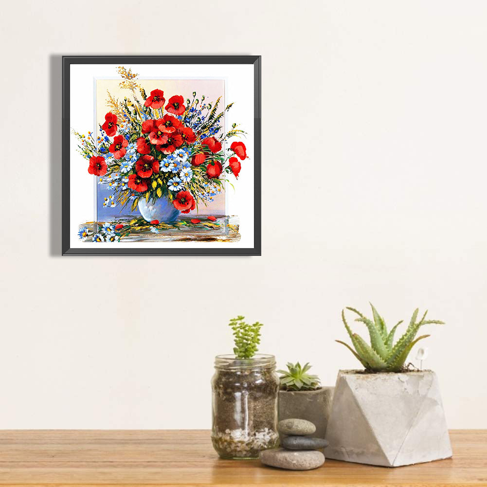 Poppy Vase 40*40CM(Canvas) Full Round Drill Diamond Painting