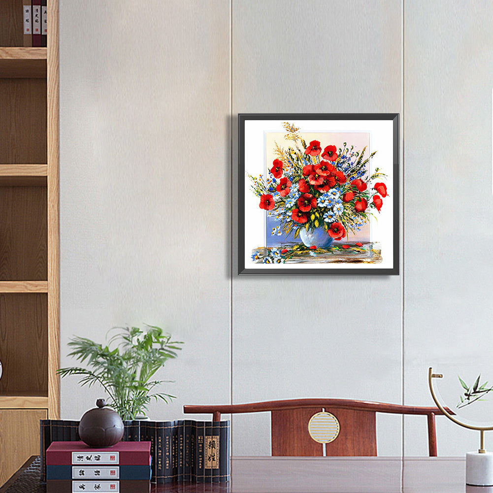 Poppy Vase 40*40CM(Canvas) Full Round Drill Diamond Painting